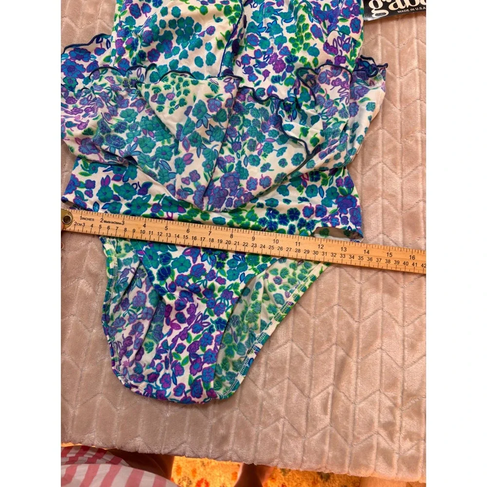 NWT Gabar Vtg Swimsuit 12 Skirted One Piece Floral Grandmillenial Cottagecore